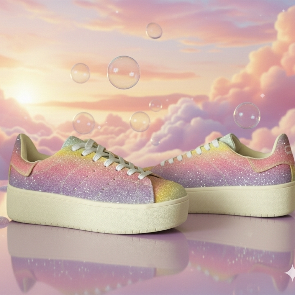 Hero By J. Adams Glitter Pastel Ombre Platform Sneakers